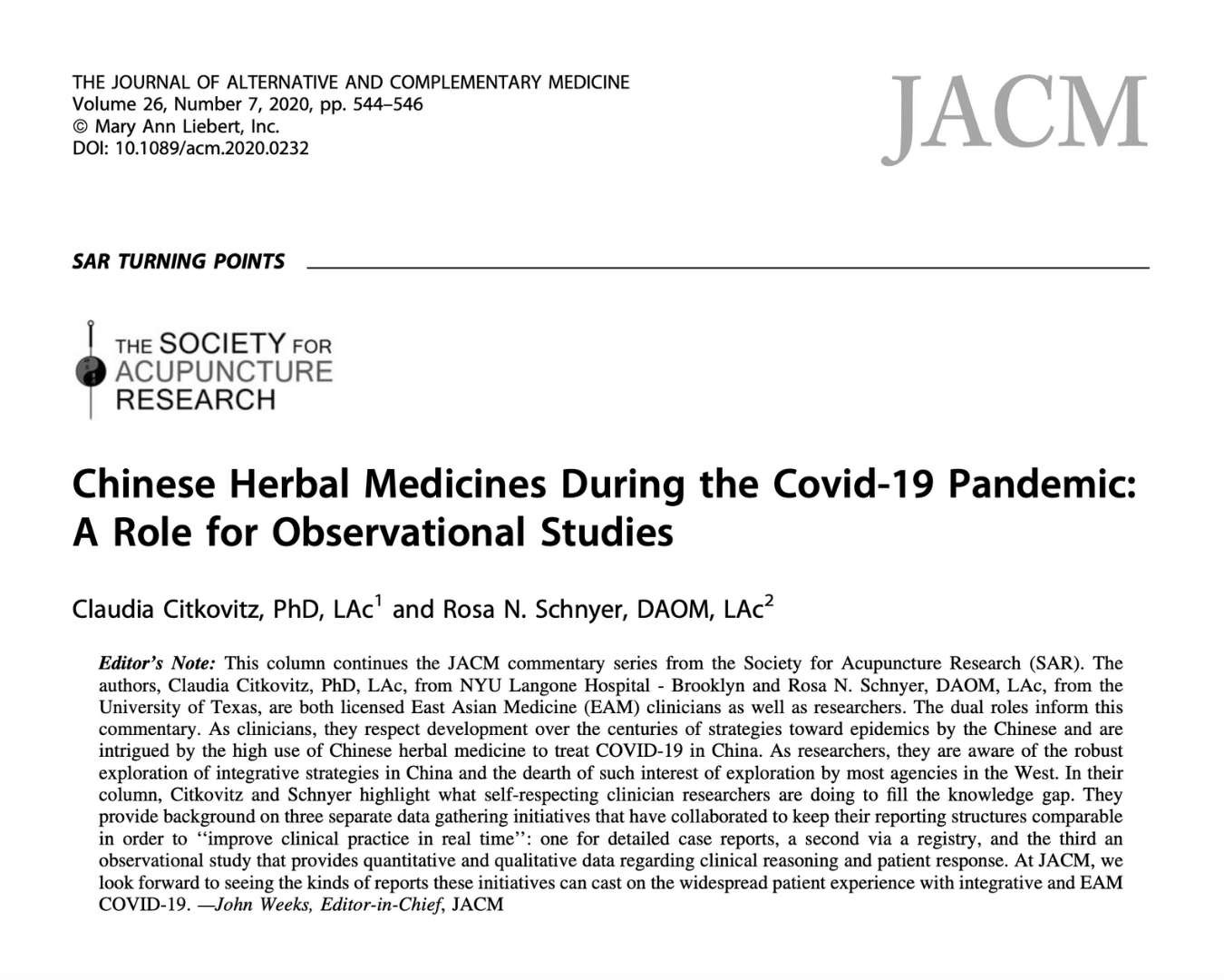 Chinese Herbal Medicines During the Covid-19 Pandemic: A Role for Observational Studies